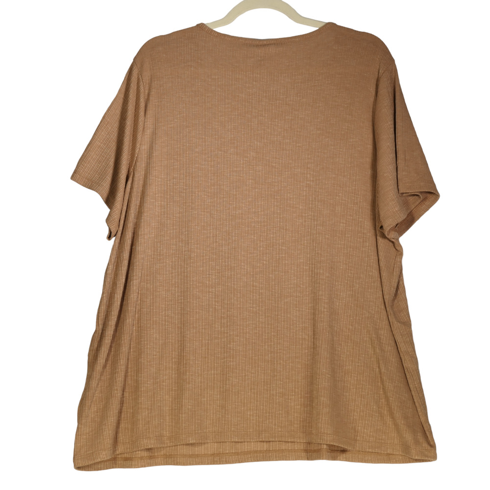 NEW Old Navy Top Womens XXL Brown Ribbed Tee T Shirt Stretch Blouse NWT $17 - Picture 4 of 6